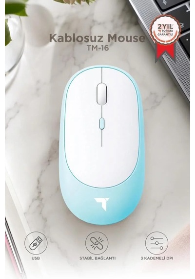 Özel Üretim Cihaz Taşınabilir Fonksiyonel Mouse Çift Modlu Sessiz Kablosuz Fare Tm16 Mavi