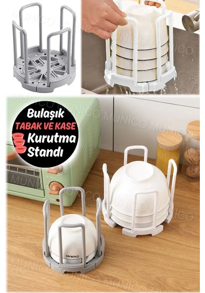 Mutfak Kurutma Rafı Kaseler Sofra Depolama Tutucu Organizatör Dolabı Yuvarlak Tabak Kase Organizer P Diğer