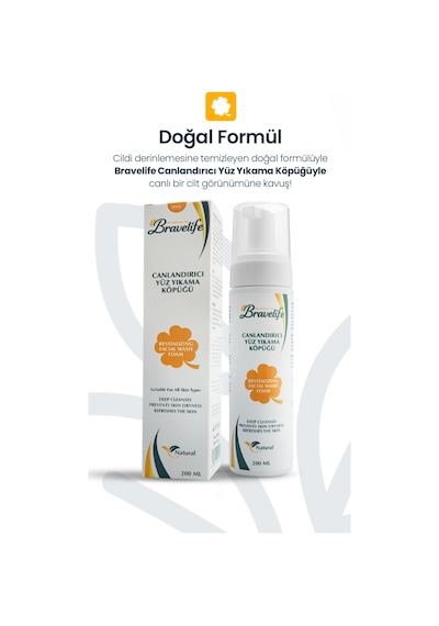 Canlandırıcı Bitki Özlü Doğal İçerikli E Vitamini Panthenol Gleserin Vegan Yüz Temizleme Köpüğü 200 Ml