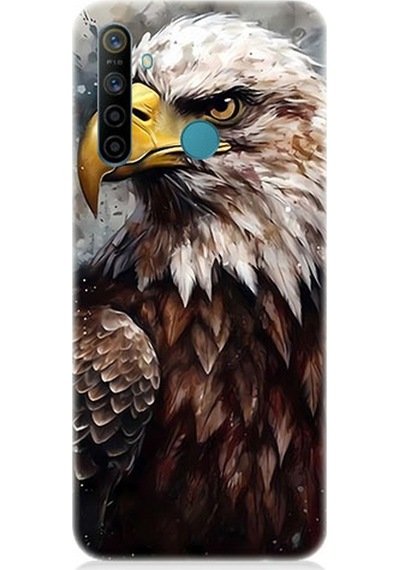 Realme 6i Uyumlu Silikon Kılıf Asil Beyaz Başlı Siyah Kartal