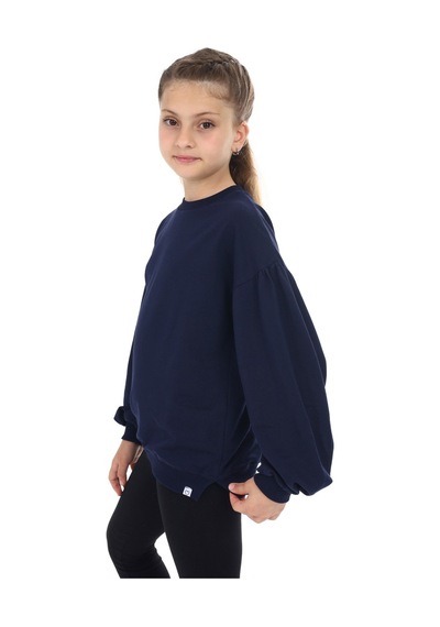 Toontoy Kız Çocuk Kolları Balon Okul Sweatshirt Lacivert