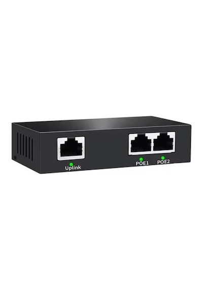 Uranium POE-RP12 1 Port Poe Giriş 2 Port Çıkış Metal Kasa Poe Adaptör