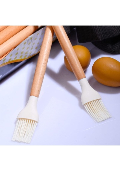 Bambu Saplı Silikon Yumurta Fırçası -beyaz Silikon
