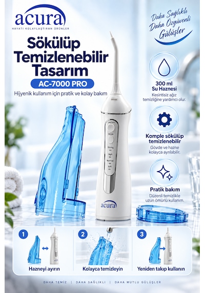Acura Ac-7000 Pro Profesyonel Şarjlı Ağız Duşu