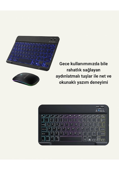 Türkçe Q Klavye Düzenli Rgb Kablosuz Klavye Mouse Set Optik