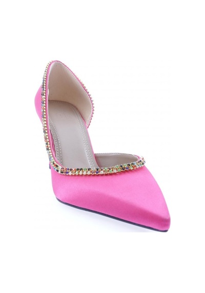 Dgn 1328 Kadin Transparan Detayli Stiletto 1328-2150-R3045 Fuşya Saten