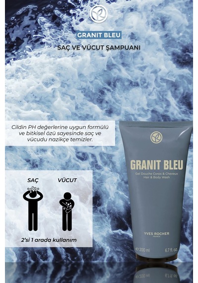 Yves Rocher Saç Ve Vücut Şampuanı-granit Bleu- Erkek-200ml