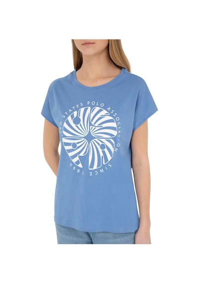 U.S. Polo Assn. Kadın Baskılı T-shirt Mavi