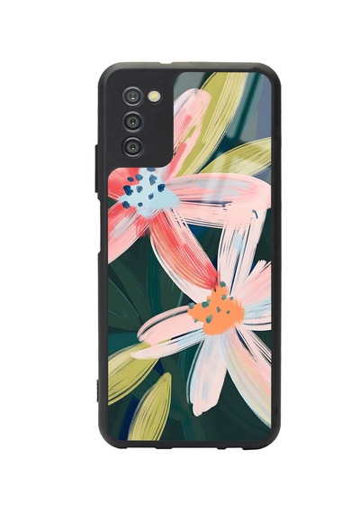 Samsung Uyumlu A-03s Suluboya Çiçek Tasarımlı Glossy Telefon Kılıfı Çok Renkli