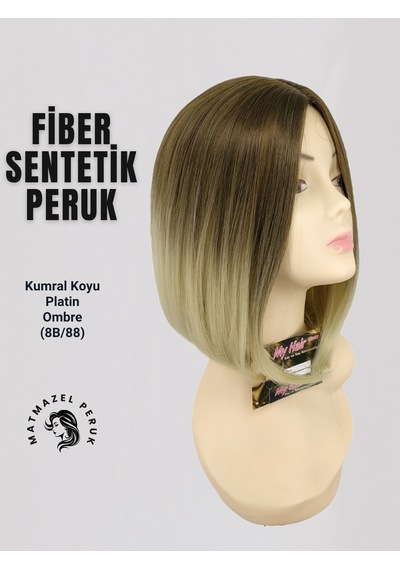 Küt Model Fiber Sentetik Peruk Kumral Koyu Platin Ombre No-8B-88