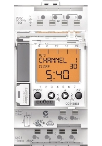 Schneider CCT15723 Ray/Dın IHP+7gün 220VAC Kontak -1A1K Dijital Zaman Röle