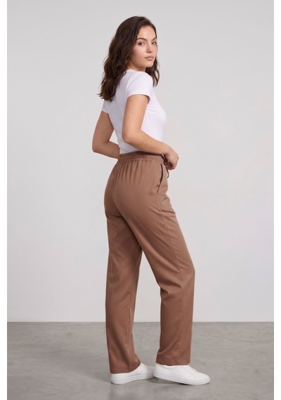 Genius Store Kadın Pantolon Beli Lastikli Cepli Rahat Kalıp Kadın Spor Pantolon Vizon