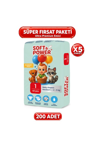 Bebek Bezi No:1 Yeni Doğan 2-5 Kg 40'lı 5 Paket 1 Numara