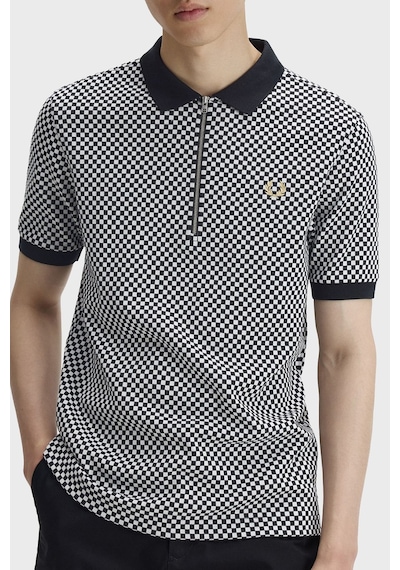 Fred Perry M2399 Chequerboard Erkek Polo Tişört Siyah