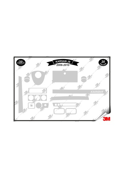 Karsan J9 2006-2010 Torpido Konsol Trim Göğüs Maun Kaplama Set 20 Parça Gümüş