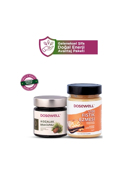 Dosewell Kozalak Macunu 300 Gr & %100 Fıstık Ezmesi 300 Gr 2'li Avantaj Paketi
