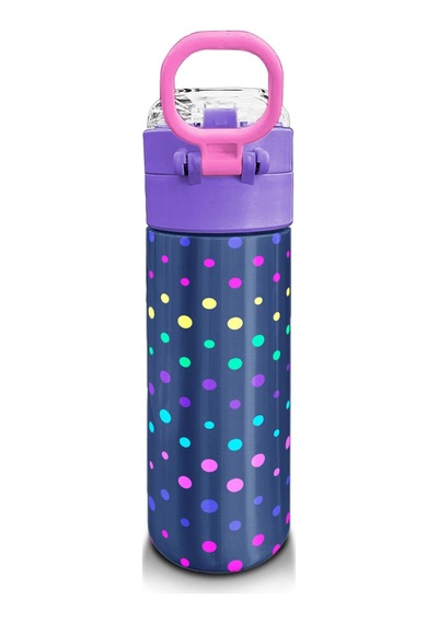Coral High Kids Lacivert Puantiyeli Desenli Pipetli Ve Direkt İçim Çelik Termos 500 Ml 31872 Lacivert