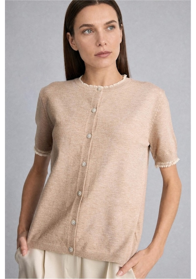 Defacto Regular Fit Bisiklet Yaka Düğmeli Dokulu Triko Basic Hırka H1289ax26aubg300 Bej-bg300