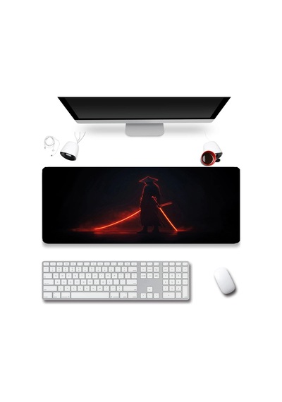 Sonictouch Klavye Mousepad 32x70cm Dikişsiz Pürüzsüz Sıvı Geçirmez Kaymaz Taban Gölge Samuray