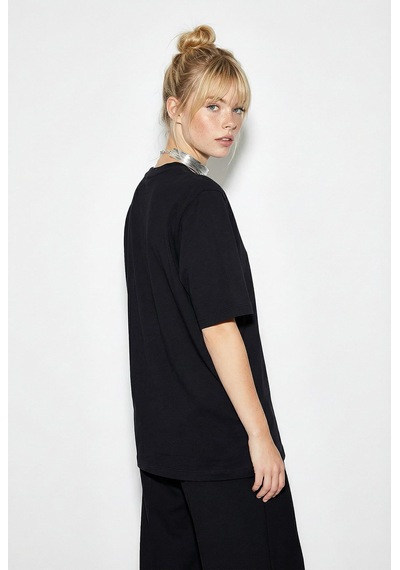 Shade Kadın Vatkalı Omuz Detaylı Düğüm Detaylı Kısa Kollu T-shirt 1067 60286068 - Siyah