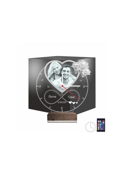 Luvivia Kalp Sevgiliye Hediye V4 Fotoğraflı Saatli 3d Lamba - Masa Gece Lambası