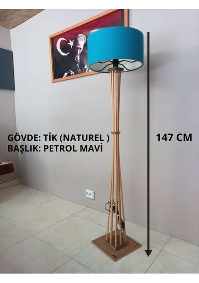 Doğal Ahşap Köşe Aydınlatma-lambader-petrol Mavi