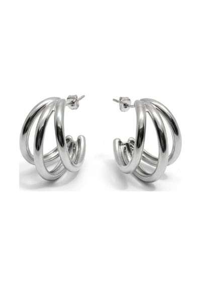 Gümüş Renk Kalın Halka Küpe - Çelik Stainless Steel Çok Renkli