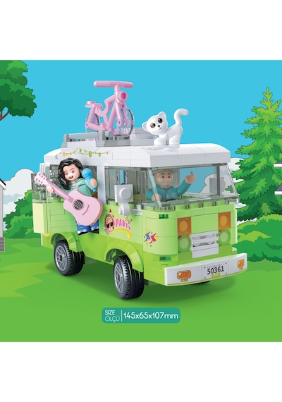 Ogi Mogi Toys Eğitici Bloklar Işıklı Yeşil Karavan 304 Parça, Yapı Seti