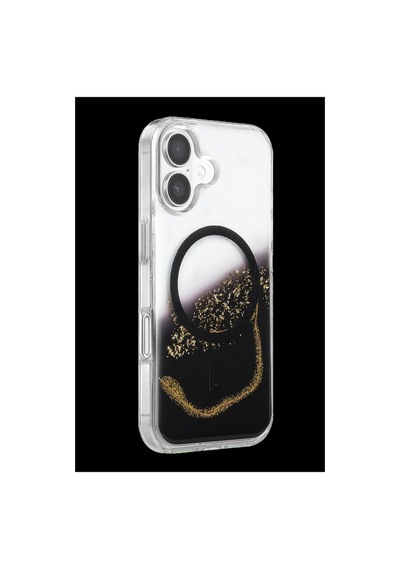 Onegif Apple iPhone Uyumlu 17 Lotus Simli Magsafe Kapak - Siyah İtdark57002