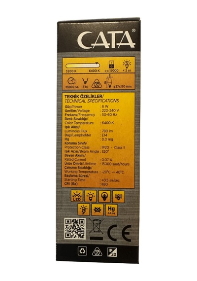 Ct-4083 8w 6400k Beyaz Led Buji Ampul E14 Duylu Beyaz Işık E14 Led Ampul 0 - 250 Watt Yok Tekli