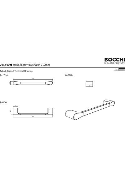 Bocchi Trieste Havluluk Uzun 39 Cm Krom 3013-0006 Çok Renkli