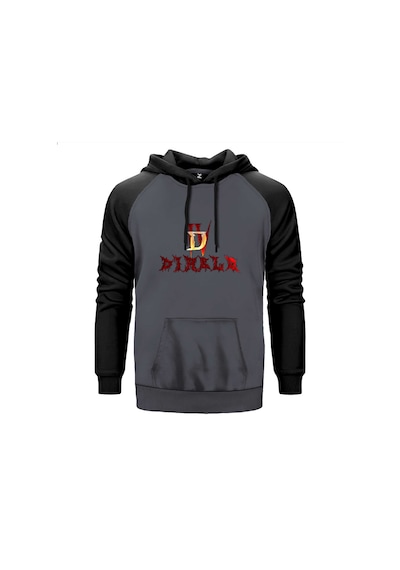 Diablo Iv Logo Ve Text Gri Renk Reglan Kol Sweatshirt Gri