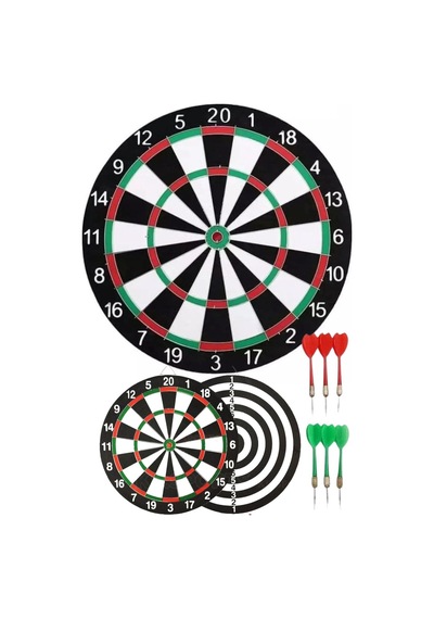 Çift Taraflı Dart Tahtası Ve 6 Adet Metal Uçlu Ok 40 CM Bullseye