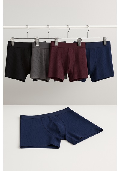 Ece's Desing Buz İpek Erkek Boxer 4 Parça 1001 Gri-bordo-lacivert-siyah