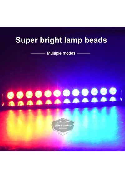 S12 Kumandalı Cam İçi Vantuzlu Polis Çakar Lamba İkaz Lambası 12 Ledli 14 Farklı Mod Kablosuz Kırmızı Mavi Çakmaklık Girişli 00 Şüscaroto Aksesuar