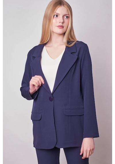Kadın Yakalı Cep Kapaklı Uzun Kol Hafif Likralı Kumaş Oversize Blazer Ceket Pantolonu Jument 40075 -lacivert Lacivert Kadın Yakalı Cep Kapaklı Uzun Kol Hafif Likralı Kumaş Oversize Blazer Ceket Pantolonu Jument 40075 -lacivert Lacivert