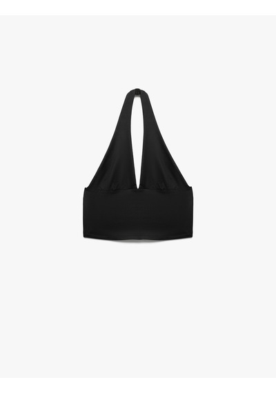 Koton Slim Fit Sırt Dekolteli Crop Halter Yaka Büstiyer Siyah 5sak10695ek Siyah