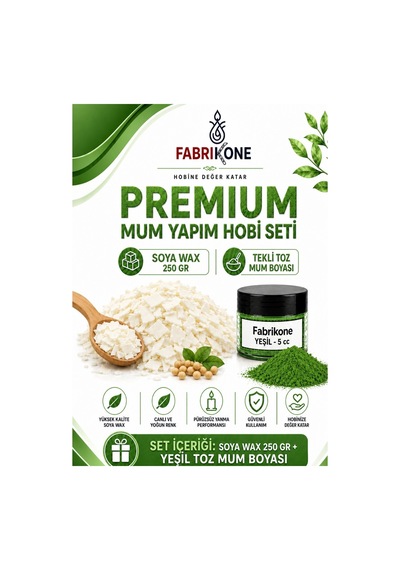 Premium Mum Yapım Hobi Seti - Soya Wax 250 Gr - Tekli Toz Mum Boyası - Yeşil Bkfabsw2501y Karışık