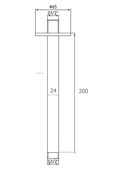 Yapıtaşı Yt253 Ankastre Tavandan Tepe Duş Başlığı Borusu 20cm Krom