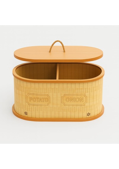 Dekorasyaa 2 Bölmeli Patates Soğanlık - Bambu - Oval - Açık Natural Desen Açık Kahverengi Dekorasyaa 2 Bölmeli Patates Soğanlık - Bambu - Oval - Açık Natural Desen Açık Kahverengi