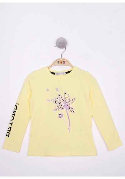 Toontoy Kids Toontoy Kız Çocuk Çiçek Nakışlı T-shirt Mint Yeşili