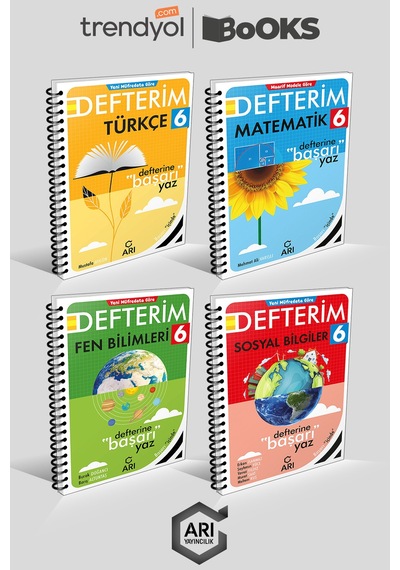 6. Sınıf Defter Seti 4'lü Türkçe, Matematik, Fen Bilimleri , Sosyal Bilgiler