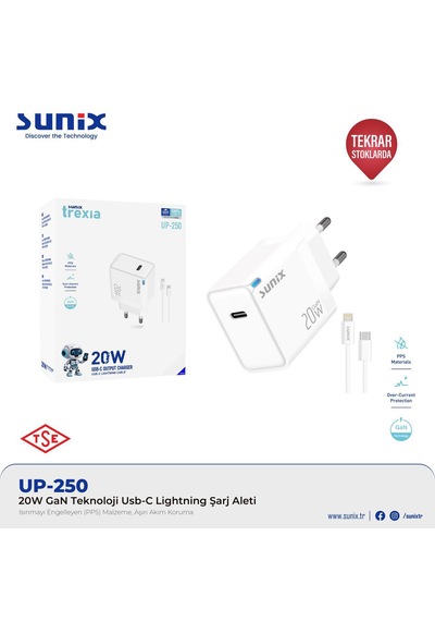 Sunix 20w Akıllı Şarj Ve Gan Teknolojisi İphone Lighting İphone 8/9/10/11/12/13/14 Serisi İçin Özel Ce Lisanslı Şarj Cihazı Yeni Nesil Son Teknoloji Şarj Cihazı Başlı+Kablo Set Halinde Sunix 20w Akıllı Şarj Ve Gan Teknolojisi İphone Lighting İphone 8/9/10/11/12/13/14 Serisi İçin Özel Ce Lisanslı Şarj Cihazı Yeni Nesil Son Teknoloji Şarj Cihazı Başlı+Kablo Set Halinde