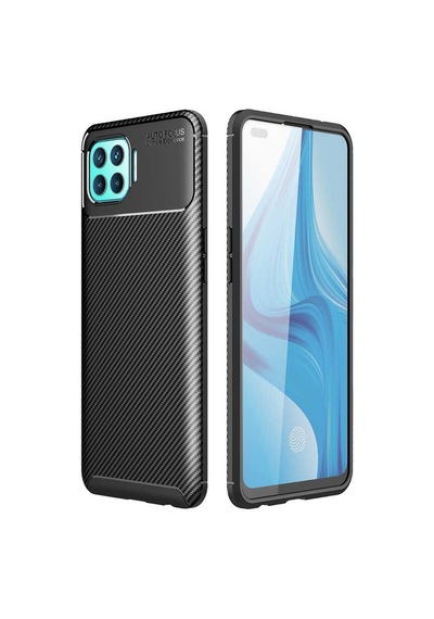 Oppo Reno 4 Lite Kılıf Kamera Çıkıntılı Karbon Fiber Dokulu Renk Atmaz Kapak Negro
