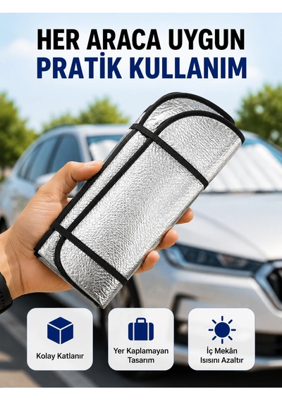 Araç Ön Cam Güneşlik Isı Yalıtımlı Katlanabilir Model Renault Megane Honda Civic Opel Astra Ford Foc 1