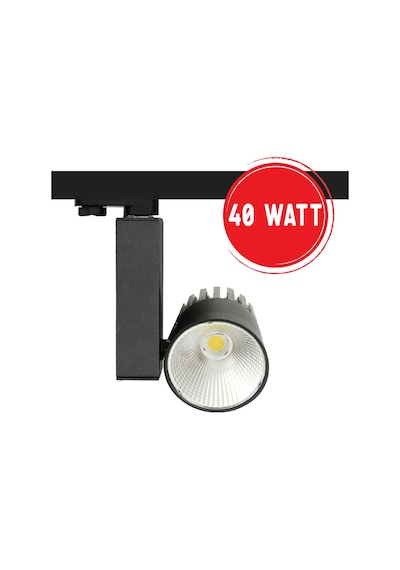 Silindir Raylı Tasarruflu Led Spot Armatür Lamba 40 Watt Siyah