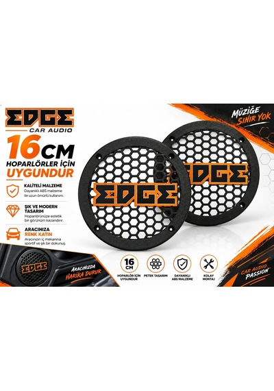 Edge 16cm Hoparlör Kapağı - Edge Logolu Kaliteli Plastik Midrange Hoparlör Kapak 16 Cm - 2 Adet