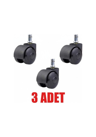 3 Adet Büro Tipi Pimli Plastik Koltuk Sandalye Tekeri 50mm Diğer