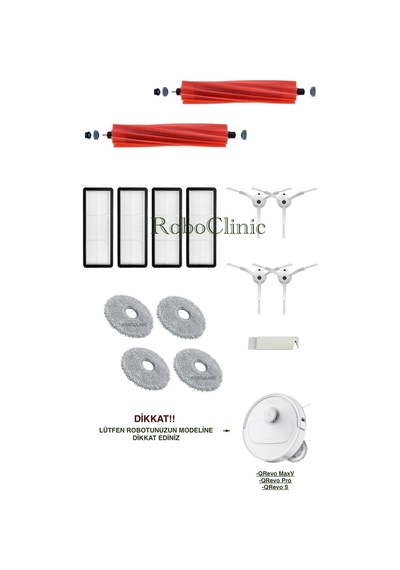 Roborock Q Revo Pro / Maxv / S / Uyumlu Yedek Fırça,hepa Filtre,mop Seti-15 Parça