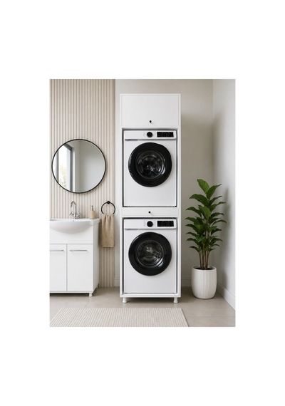 Next Çamaşır&kurutma Makinesi Dolabı Mdf Beyaz Banyo Çok Amaçlı Dolap Beyaz - 883459221 Beyaz